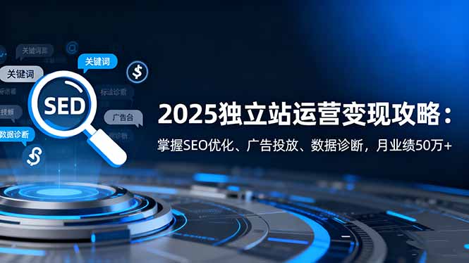 2025独立站运营变现攻略：掌握SEO优化、广告投放、数据诊断，月业绩50万+-庄子聊项目