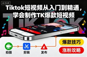 Tiktok短视频从入门到精通,学会制作TK爆款短视频-庄子聊项目
