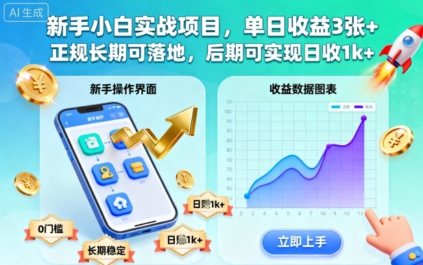 新手小白实战项目，单日收益3张+，正规长期可落地，后期可实现日收1k+【揭秘】-庄子聊项目