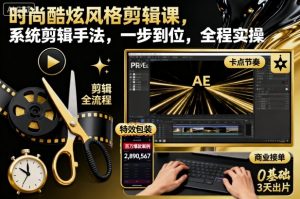时尚酷炫风格剪辑课,系统剪辑手法,一步到位,全程实操-庄子聊项目
