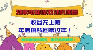 独家电脑游戏挂G项目,常年稳定,收益无上限,年底搞钱回家过年【揭秘】-庄子聊项目