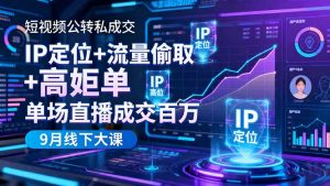 短视频公转私成交9月线下大课,IP定位+流量偷取+高客单,单场直播成交百万-庄子聊项目