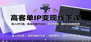 高客单IP变现线下大课:素人IP打造,美业流量方法论,销转模型,脚本与拍摄剪辑-庄子聊项目