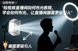 短视频直播间如何布光教程,学会如何布光,让直播间画面更吸引人-庄子聊项目
