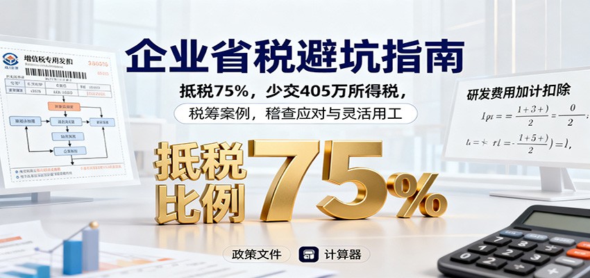 企业省税避坑指南:抵税75%,少交405万所得税,税筹案例,稽查应对与灵活用工-庄子聊项目