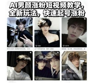 AI男颜涨粉短视频教学，全新玩法，快速起号涨粉-庄子聊项目