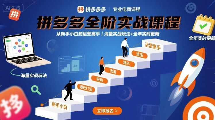 拼多多全阶实战课程，从新手小白到运营高手，海量实战玩法+全年实时更新【2025年10月更新】-庄子聊项目