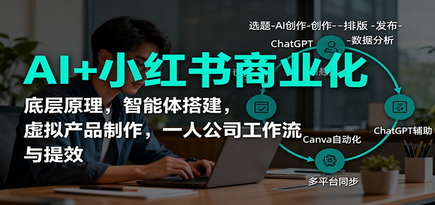 AI+小红书商业化,底层原理,智能体搭建,虚拟产品制作,一人公司工作流与提效-庄子聊项目