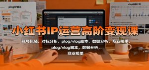 小红书IP运营高阶变现课：账号包装，对标分析，plog/vlog脚本，数据分析，商业接单-庄子聊项目