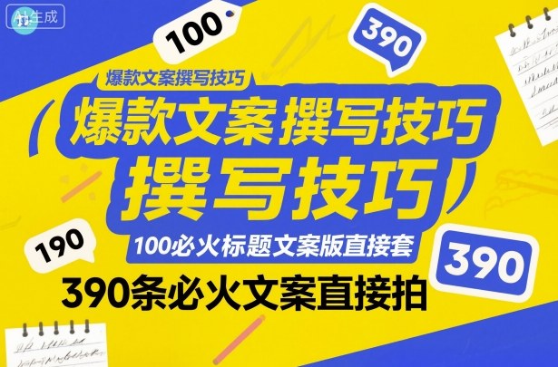 爆款文案撰写技巧，100个必火标题文案模版直接套，390条必火文案直接拍-庄子聊项目