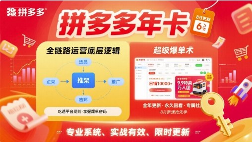 拼多多年卡，拼多多全链路运营底层逻辑，超级爆单术【更新10月】-庄子聊项目