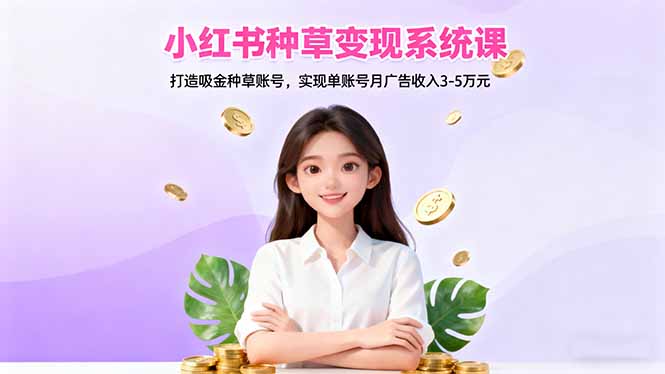 小红书种草变现系统课：打造吸金种草账号，实现单账号月广告收入3-5万元-庄子聊项目