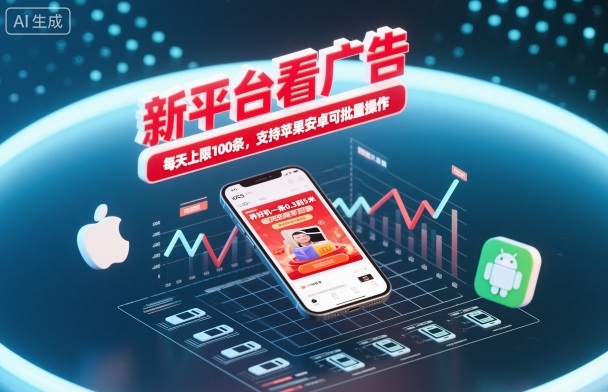 新平台看广告，养好机一条0.3到5米，每天上限100条，支持苹果安卓可批量操作-庄子聊项目