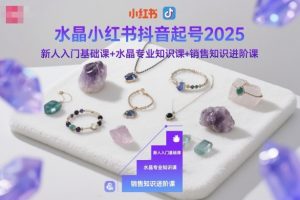 水晶小红书抖音起号2025，新人入门基础课+水晶专业知识课+销售知识进阶课-庄子聊项目