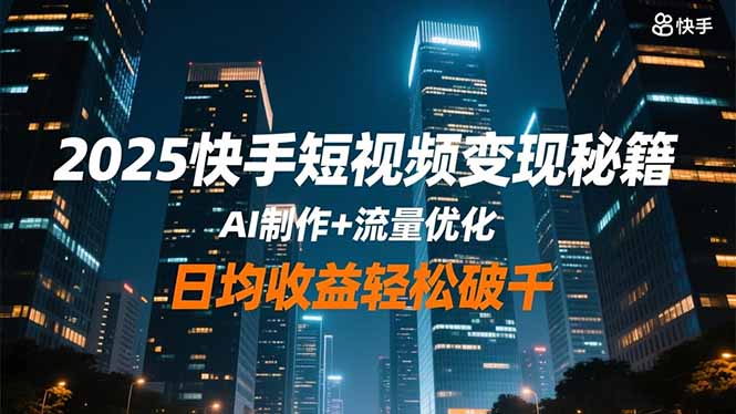2025快手短视频变现秘籍，AI制作+流量优化，日均收益轻松破千-庄子聊项目