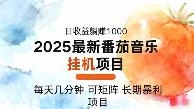 2025年最新番茄音乐人挂机项目，每天几分钟，月入1000＋，可矩阵，一台…-庄子聊项目