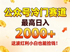 公众号冷门赛道，最高日入1k+，这波红利小白也能捡钱！-庄子聊项目