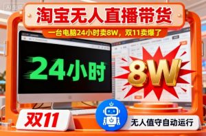 淘宝无人直播带货，一台电脑214小时卖8W，双11卖爆了【揭秘】-庄子聊项目
