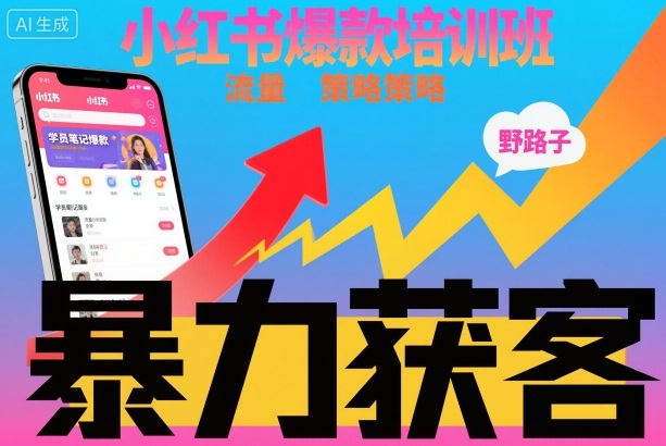 小红书爆款培训班，小红书获客野路子流量打法，暴力持续获客-庄子聊项目
