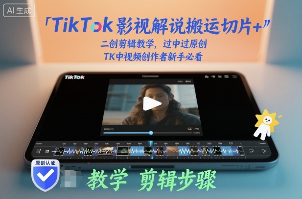 TikTok影视解说搬运切片+二创剪辑教学，过中过原创，TK中视频创作者新手必看-庄子聊项目