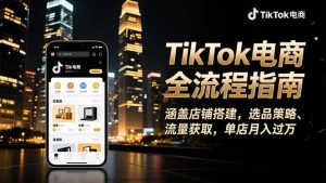 TikTok电商全流程指南，涵盖店铺搭建、选品策略、流量获取，单店月入过万-庄子聊项目