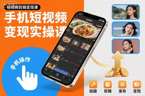 手机短视频变现实操课，短视频剪辑变现课-庄子聊项目