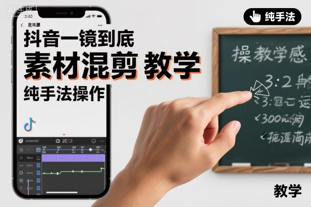 抖音一镜到底素材混剪教学，纯手法操作-庄子聊项目
