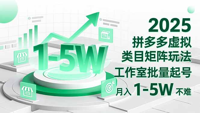 2025 拼多多虚拟类目矩阵玩法，工作室批量起号，月入 1-5W 不难-庄子聊项目