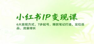 小红书IP变现课：6大变现方式，7步起号，爆款笔记打造，定位选品，流量增长-庄子聊项目
