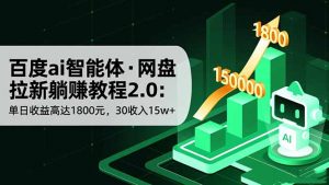 百度ai智能体·网盘拉新躺赚教程2.0：单日收益高达1800元，30收入15w+-庄子聊项目