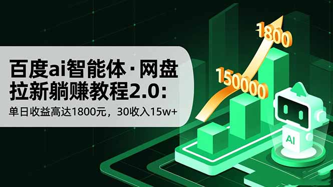 百度ai智能体·网盘拉新躺赚教程2.0：单日收益高达1800元，30收入15w+-庄子聊项目