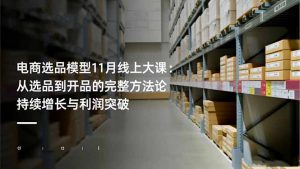 电商选品模型11月线上大课：从选品到开品的完整方法论 持续增长与利润突破-庄子聊项目