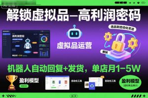 解锁虚拟品高利润密码：机器人自动回复+发货，单店月1-5W【揭秘】-庄子聊项目