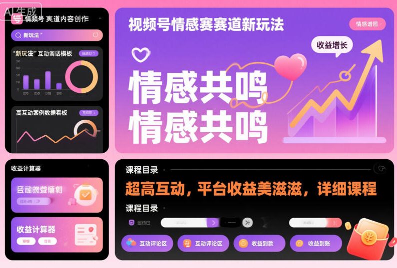 视频号情感赛道新玩法，超高互动，平台收益美滋滋，详细课程-庄子聊项目