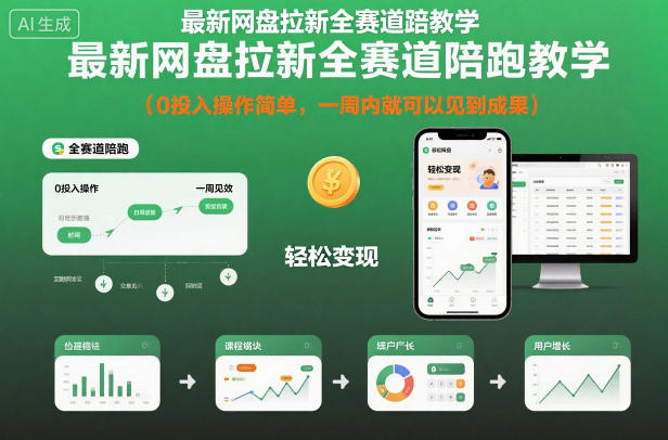 最新网盘拉新全赛道陪跑教学，0投入操作简单，一周内就可以见到成果-庄子聊项目