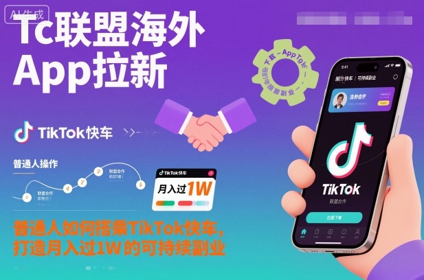 Tc联盟海外App拉新：普通人如何搭乘TikTok快车，打造月入过1W的可持续副业-庄子聊项目