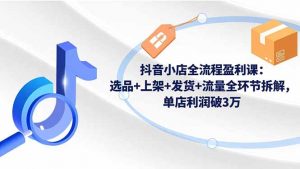 抖音小店全流程盈利课：选品+上架+发货+流量全环节拆解，单店利润破3万-庄子聊项目