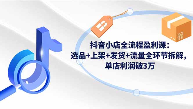 抖音小店全流程盈利课：选品+上架+发货+流量全环节拆解，单店利润破3万-庄子聊项目