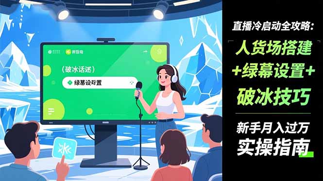 直播冷启动全攻略:人货场搭建+绿幕设置+破冰技巧，新手月入过万实操指南-庄子聊项目
