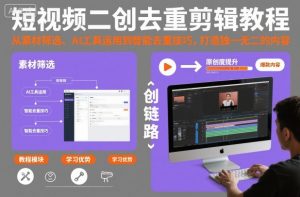 短视频二创去重剪辑教程，从素材筛选、AI工具运用到智能去重技巧，打造独一无二的内容-庄子聊项目
