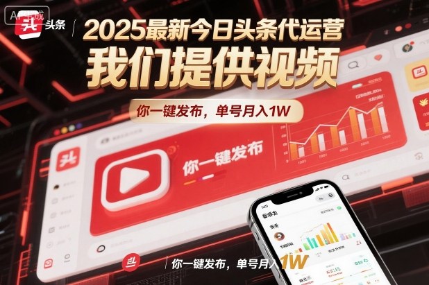 2025最新今日头条代运营，我们提供视频，你一键发布，单号月入1W【揭秘】-庄子聊项目