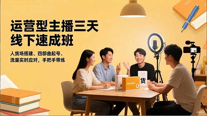 运营型主播三天线下班，人货场搭建,四部曲起号,流量实时应对，手把手带练-庄子聊项目