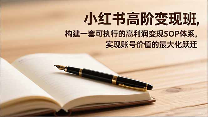 小红书高阶变现班，构建一套可执行的高利润变现SOP体系，实现账号价值的最大化跃迁-庄子聊项目