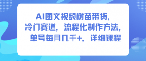 AI图文视频树苗带货，冷门赛道，流程化制作方法，单号每月几K，详细课程-庄子聊项目