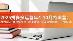 2025拼多多运营年4-10月特训营：暴力起店+强付费策略+活动爆流+突破运营瓶颈，干货拉满-庄子聊项目