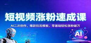 短视频涨粉速成课：AI二次创作，爆款拉流模板，零基础轻松涨粉破万-庄子聊项目