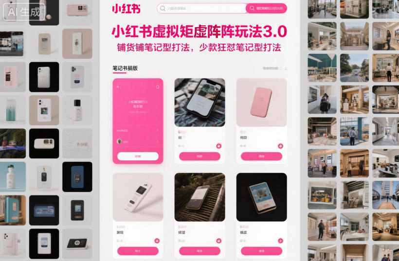 小红书虚拟矩阵玩法3.0，铺货铺笔记型打法，少款狂怼笔记型打法-庄子聊项目