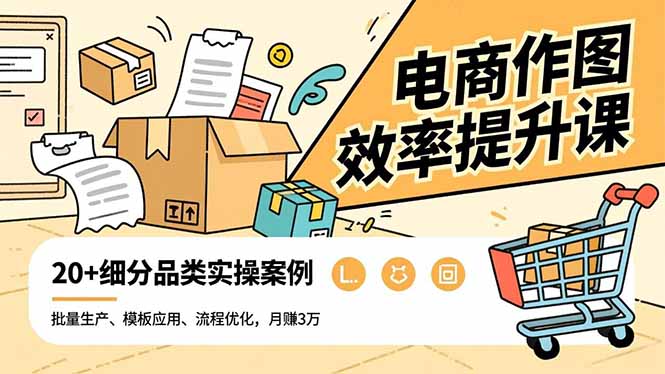 电商作图效率提升课，批量生产、模板应用、流程优化，20+细分品类实操案例，月赚3万-庄子聊项目