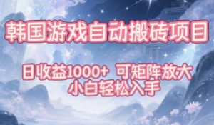 韩国游戏自动搬砖项目，日收益1k+，可矩阵放大，小白轻松入手【揭秘】-庄子聊项目