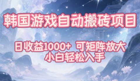 韩国游戏自动搬砖项目，日收益1k+，可矩阵放大，小白轻松入手【揭秘】-庄子聊项目